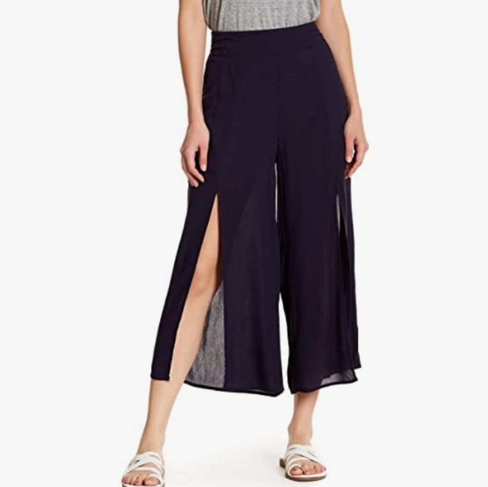 New Good Luck Gem Navy Blue Split Wide Lounge Pants Size Small